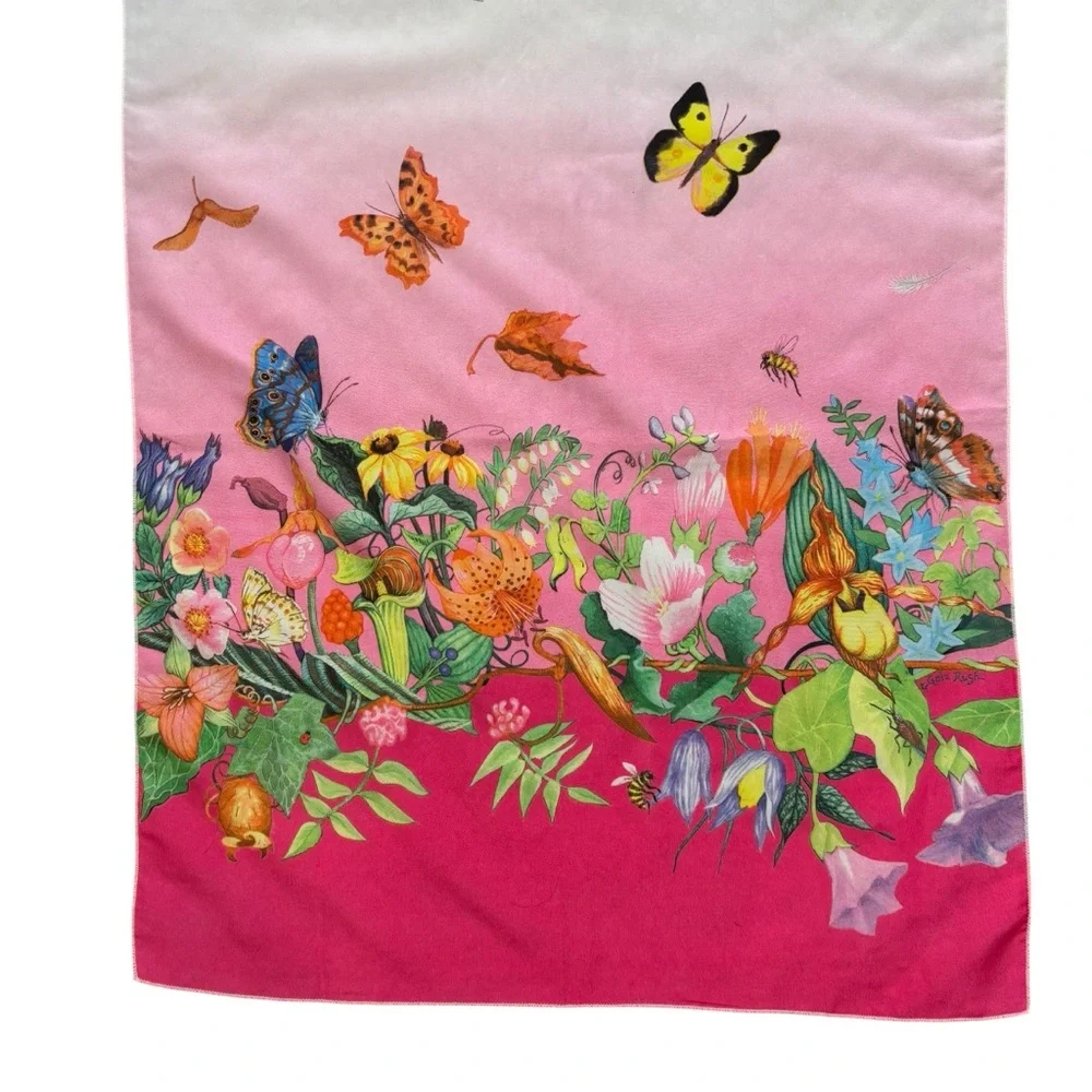 Vintage E. Goltz Rush‎ Floral Butterfly Scarf in Excellent Condition
